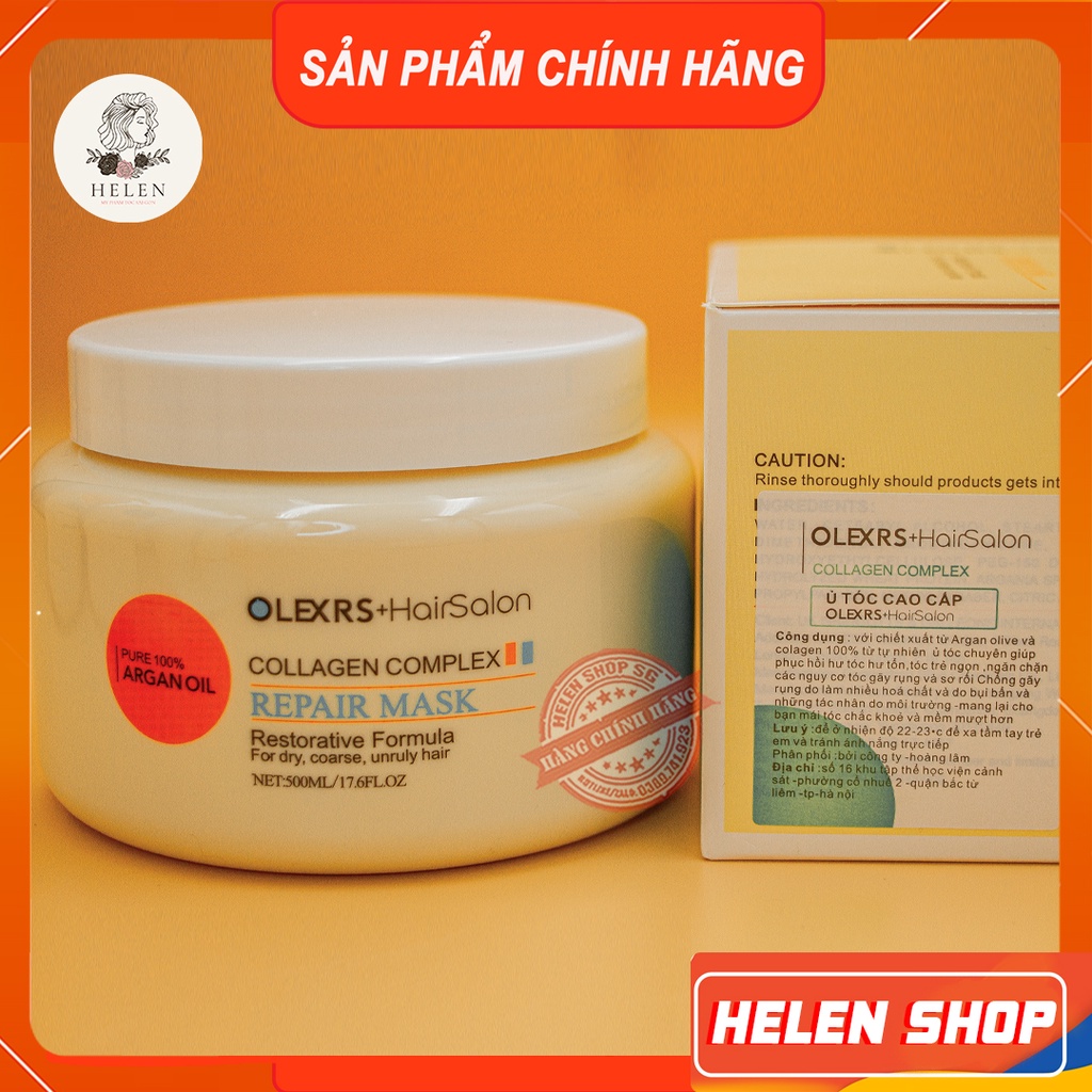 Kem Hấp Ủ Phục Hồi Tóc Hư Tổn, Tóc Nát OLEXRS Argan Oil Collagen Complex 500ml