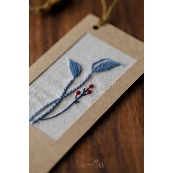 Kẹp sách DIY thêu hoa lá - KIT nguyên liệu tự thêu COMBO kẹp sách hoa cỏ mùa xuân- MIE handmade shop