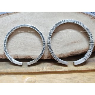 Vòng tay trụ hoa văn bạc nguyên chất/ nam