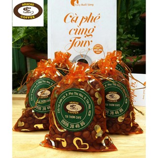 Túi thơm cà phê 100% hạt nguyên chất rang mộc khối lượng 50gr khử mùi cốp xe máy, ôtô, tủ lạnh... - ARACAO COFFEE
