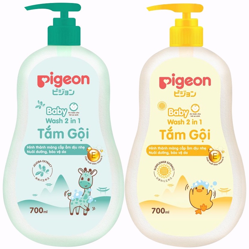 Tắm gội toàn thân em bé Pigeon Baby Wash 2in1 700ml