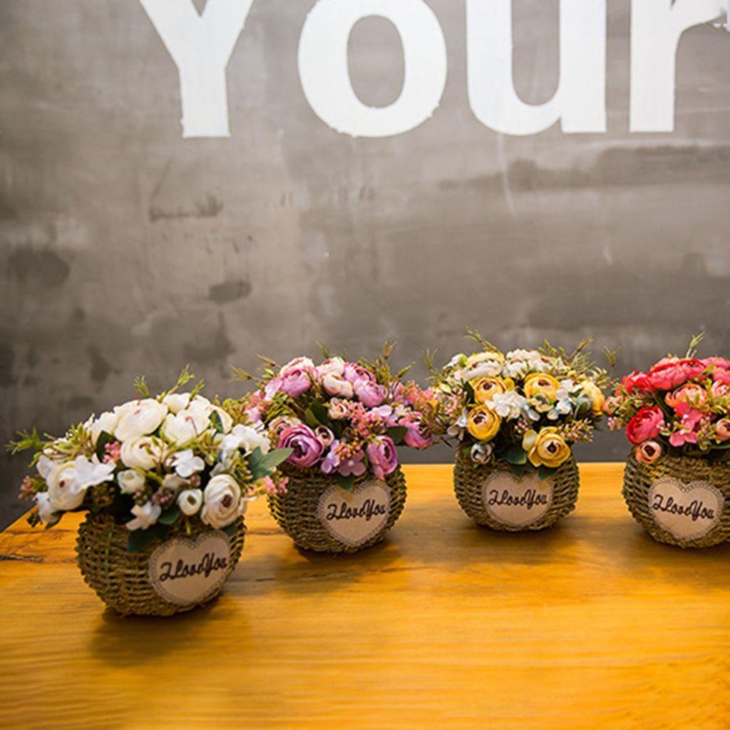 Bó Hoa Trà Giả 5 Nĩa 6 Bông Trang Trí Nhà Cửa / Đạo Cụ Chụp Ảnh