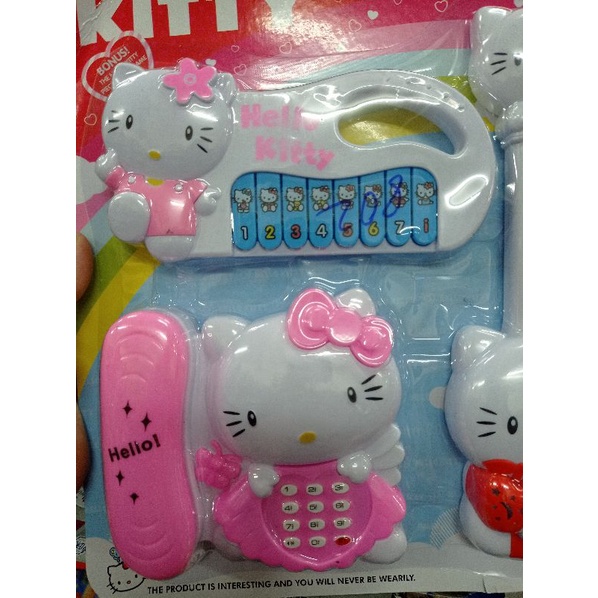 Đồ chơi THIÊN TÀI ÂM NHẠC 3 - VỈ 3 MÓN ĐÀN ORGAN, ĐÀN GUITAR VÀ ĐIỆN THOẠI BÀN HELLO KITTY (Dùng pin) SHOP MẸ BÚN