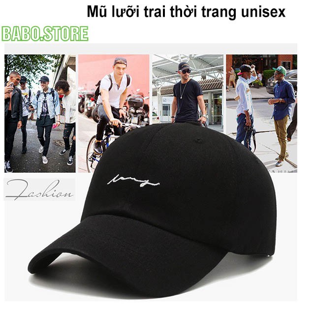 Mũ lưỡi trai unisex thêu nhịp tim, nón kết thời trang nam nữ thêu chữ kỹ phong cách hàn quốc chất vải cotton