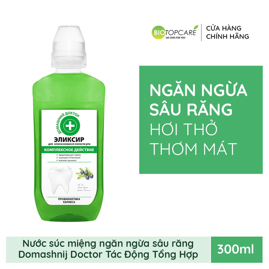 Nước súc miệng Domashnij Doctor tác động tổng hợp ngăn ngừa sâu răng 300ml - BioTopcare Official - TN202