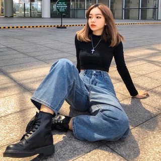 Quần jeans ống rộng phong cách