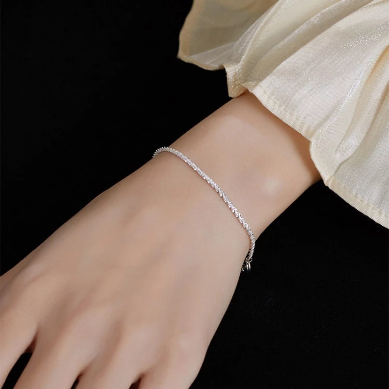 Vòng tay nữ đính đá bling cá tính màu bạc thiết kế đơn giản phong cách Hàn Quốc - BROO official