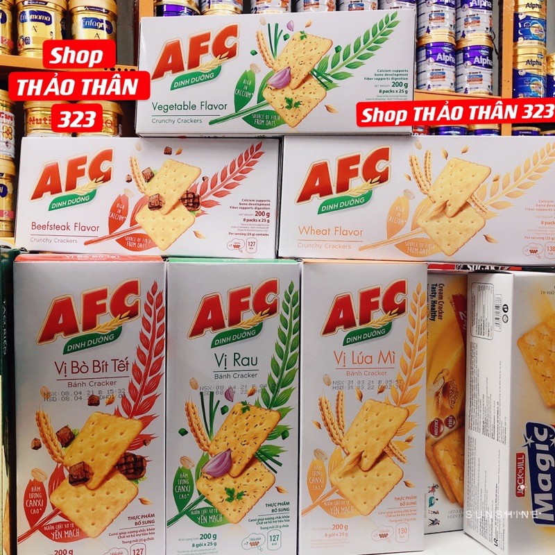 MẪU MỚI-Bánh Dinh Duỡng AFC (Vị Lúa Mạch, Vị Rau, Vị Bò Bít Tết) 200g