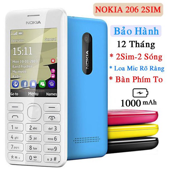  Điện Thoại Nokia 206 Chính Hãng Loa To,Nghe Gọi Rõ Ràng - Bảo Hành 12 Tháng