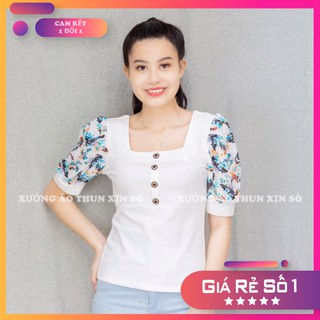 Áo Thun Nữ [ HÀNG HOT ] Áo Thun Kiểu Tay Lỡ Phối Voan Họa Tiết Bông Nhí - HIT HOT HIT - Mã 651114