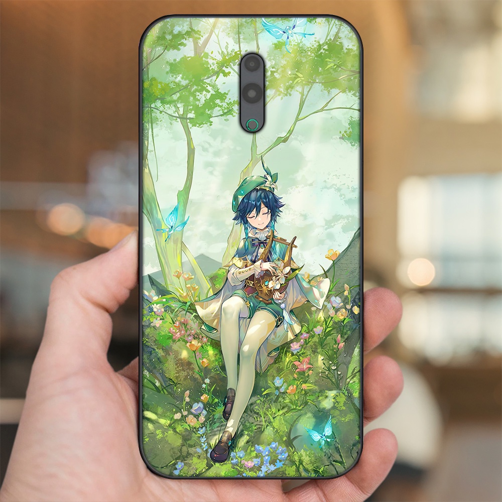 Ốp lưng Oppo Reno viền đen in hình Venti Genshin Impact