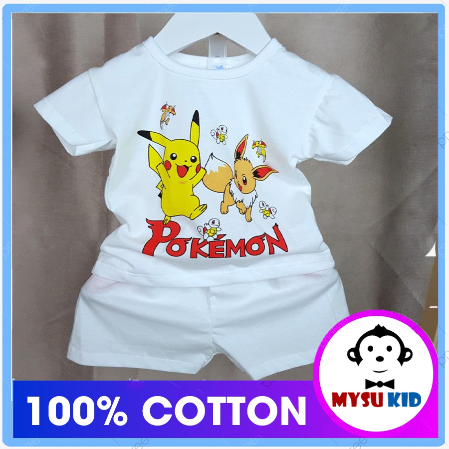 Đồ bộ bé trai bé gái ngắn tay màu trắng thun cotton 100%