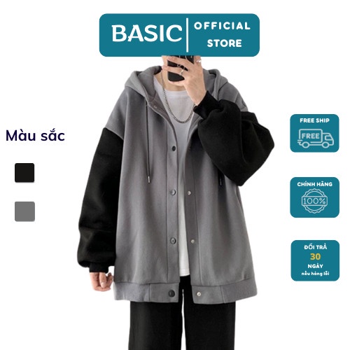 Áo Khoác Nỉ Bông Nam, Nữ Basic Unisex Nỉ From Rộng Màu Đen Xám HDBN750