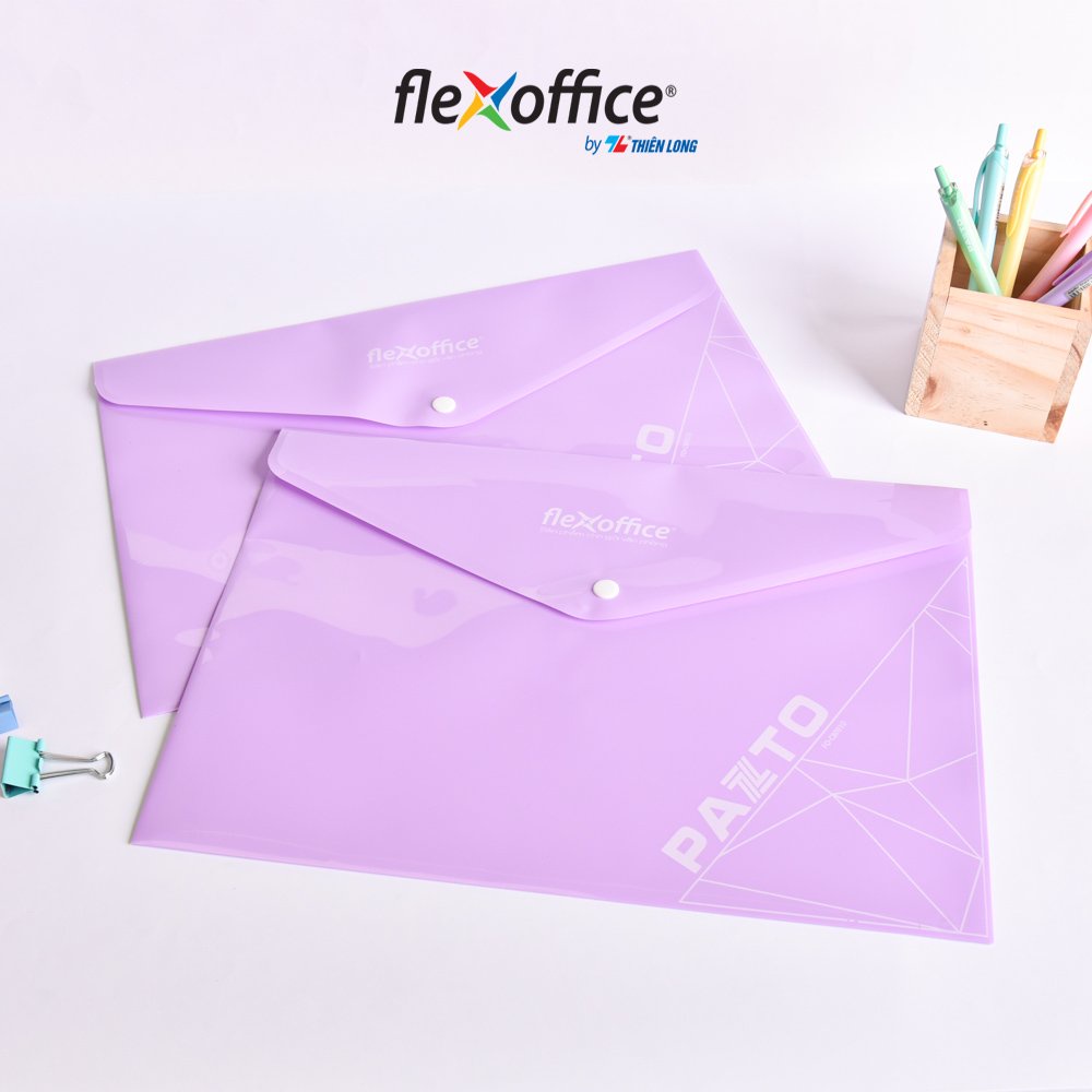 COMBO 5 Bìa nút Pazto màu Pastel F4 Thiên Long Flexoffice FO-CBF010