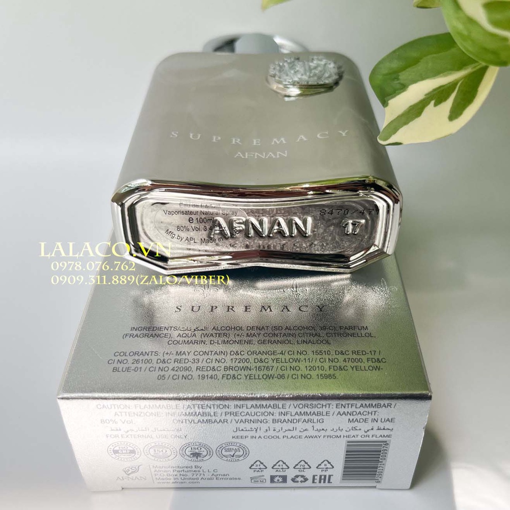 Nước Hoa Nam Afnan Supremacy Silver EDP 100ml
