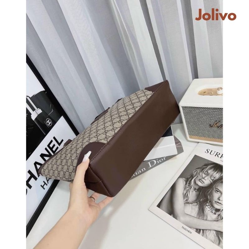 Túi xách nữ bản to Gu.ci kẹp nách xách tay quai da có khóa kéo thời trang JOLIVO T1.036