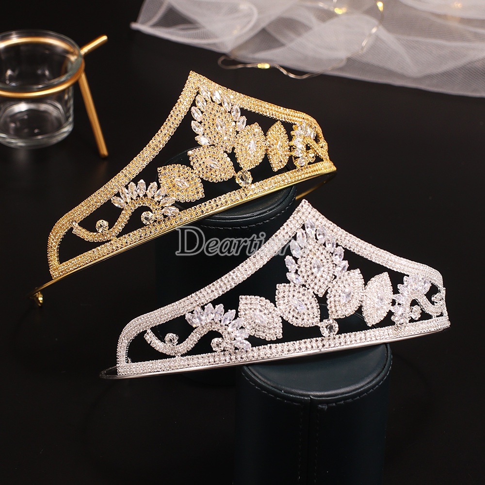 Vương Miện Cô Dâu Đính Đá Zircon Lấp Lánh Mới