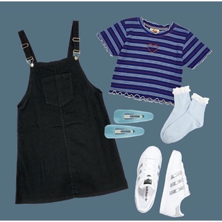 Váy yếm jeans trơn - BASIC JEANS DUNGAREE