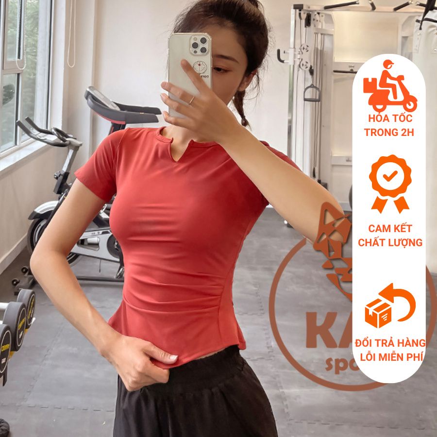 áo tập Gym-Yoga thể thao cổ khoét chữ V - co giãn 4 chiều thoải mái vận động