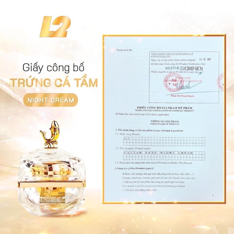 Kem đêm Tái sinh trứng cá tầm L2