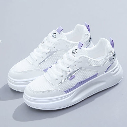 Giày thể thao phối lưới mỏng màu trắng thoáng khí năng động cho nữ