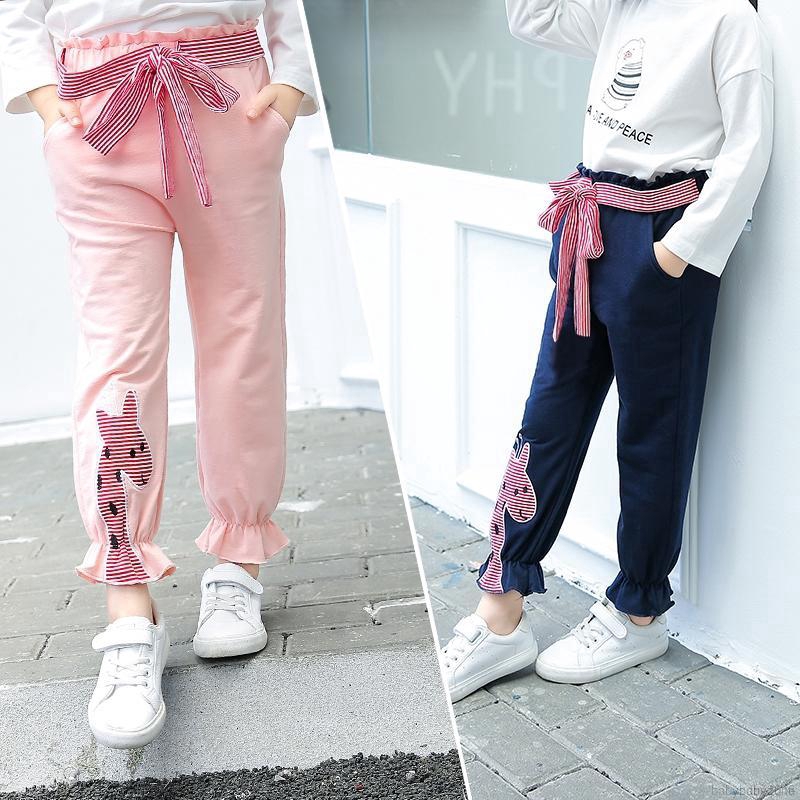 Quần dài bo phồng thắt nơ dành cho bé gái