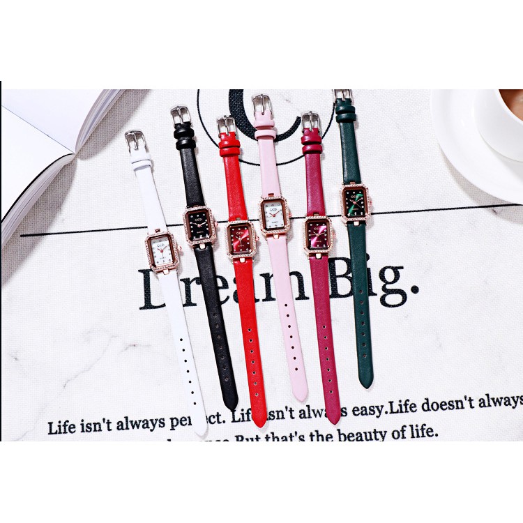 Đồng hồ nữ Gedi hàng chính hãng dây da mặt chữ nhật đính đá | BigBuy360 - bigbuy360.vn