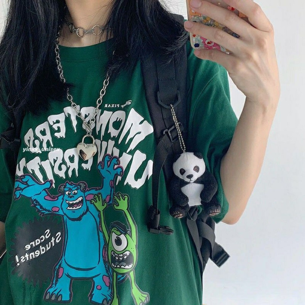 áo thun nữ tay lỡ form rộng unisex hoạt hình monster