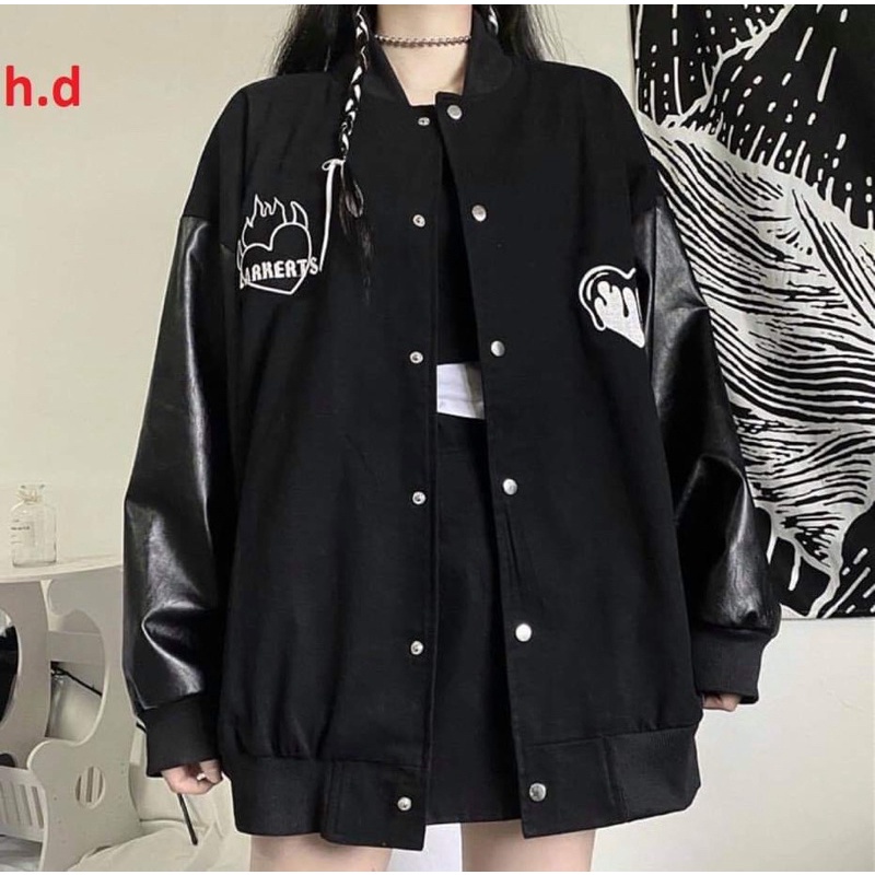 Áo bomber Trái tim, mặt ngườiChất gió mềmhàng 1 lớp cổ, tay áo và gấu áo có bo dệtfreesize 50kgphong cách hàn quốc