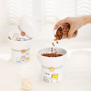 Bát thức ăn cho mèo bằng sứ sang trọng - bát ăn chống gù lưng cho chó mèo - chén ăn chống lật ( hoạ tiết ngẩu nhiên)