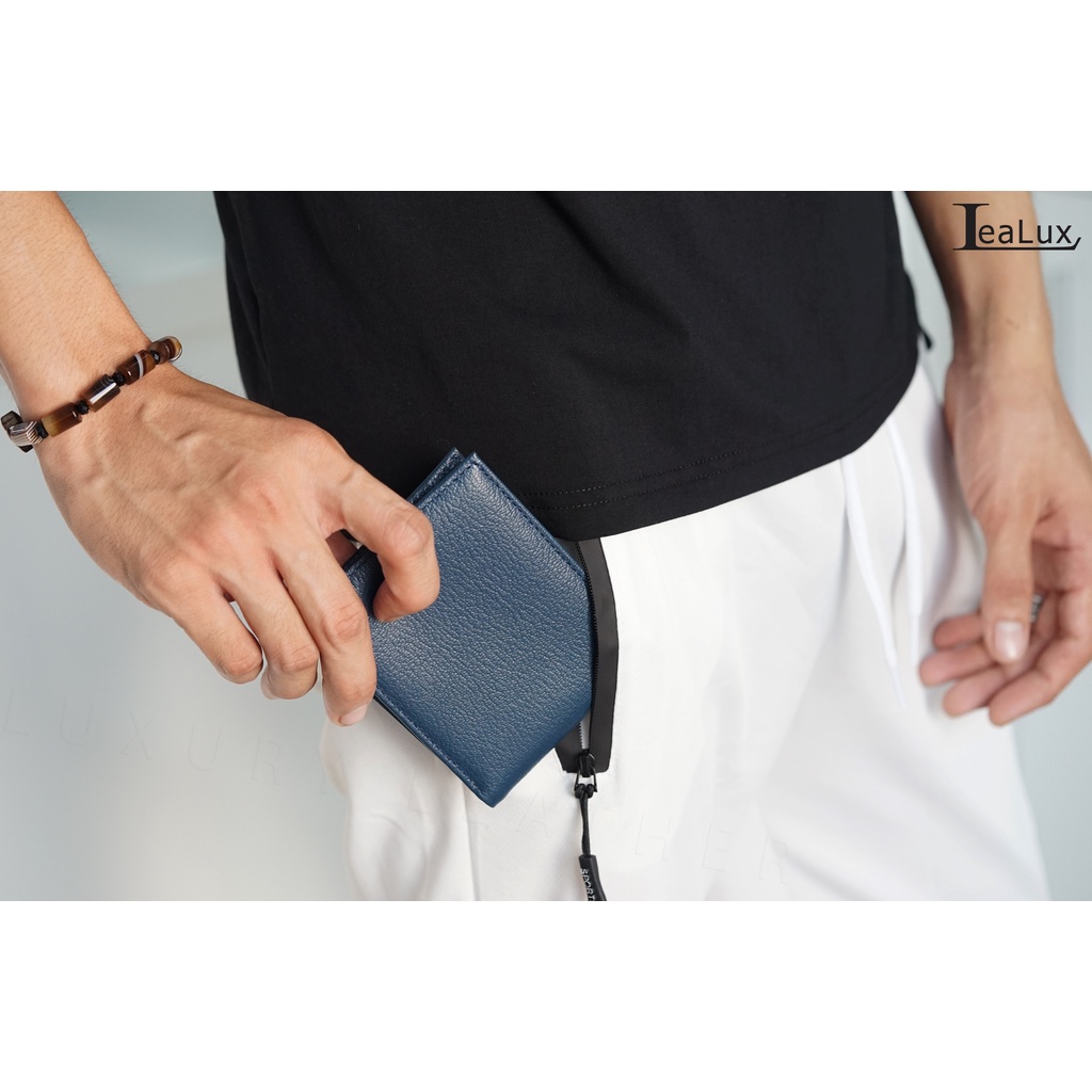 Ví Da Nam Dáng Gập Mini Thương Hiệu LEALUX