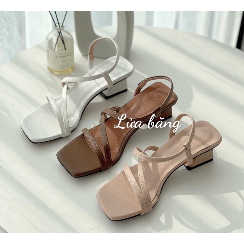 SANDAL CAO GÓT NỮ GÓT VUÔNG 3 PHÂN QUAI CHÉO MỚI L198