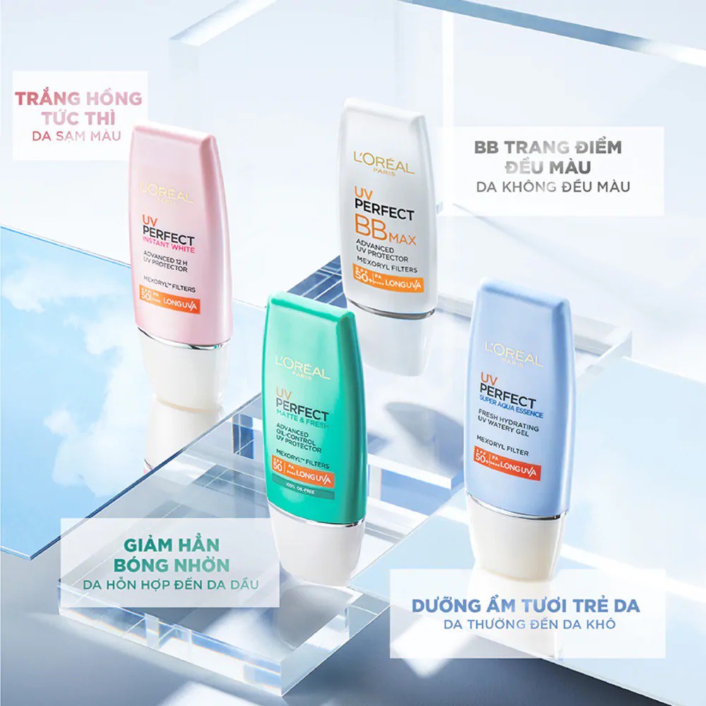 Kem chống nắng L'oreal UV Perfect BB Max SPF50 PA+++ giúp che khuyết điểm và chống nắng tối ưu