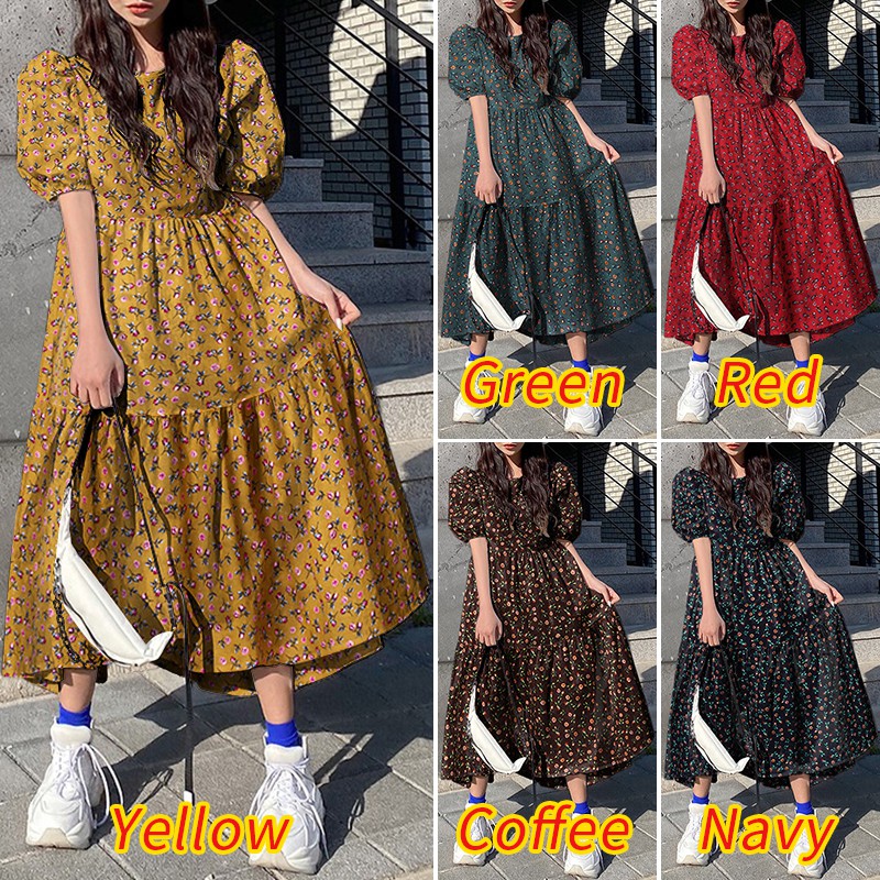 Đầm Vonda Tay Ngắn Hoạ Tiết Hoa Thiết Kế Dáng Rộng Thoải Mái | BigBuy360 - bigbuy360.vn