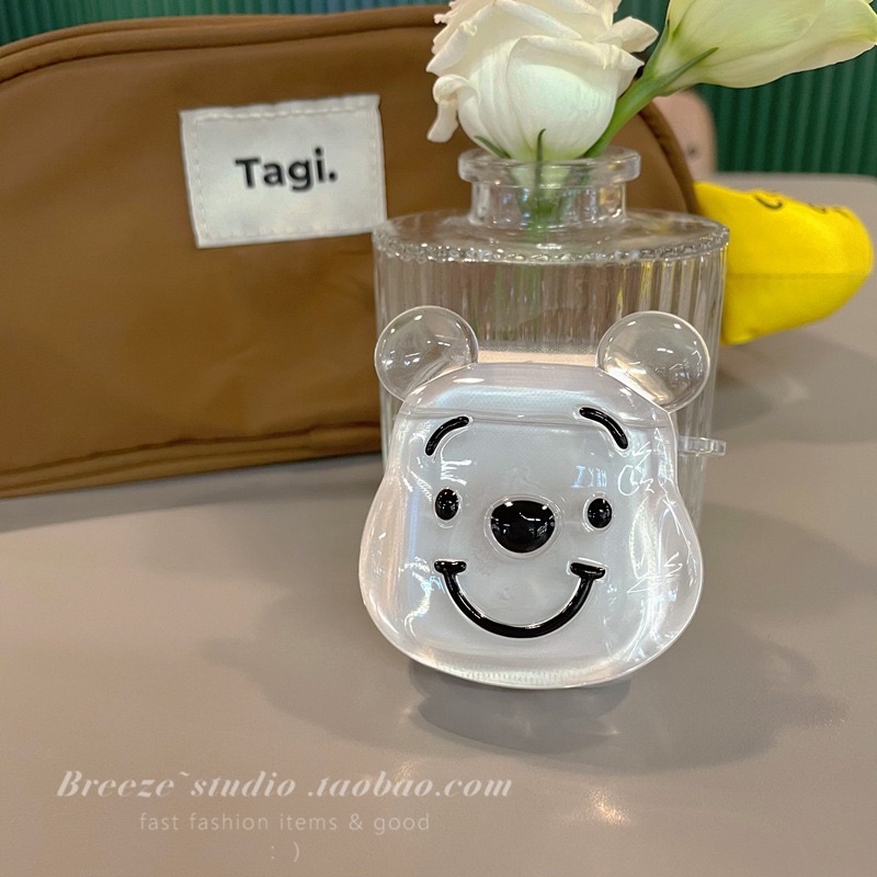 Vỏ tai nghe bọc tai nghe - Case gấu trong nhũ bao đựng tai nghe không dây bluetooth 1/2/Pro