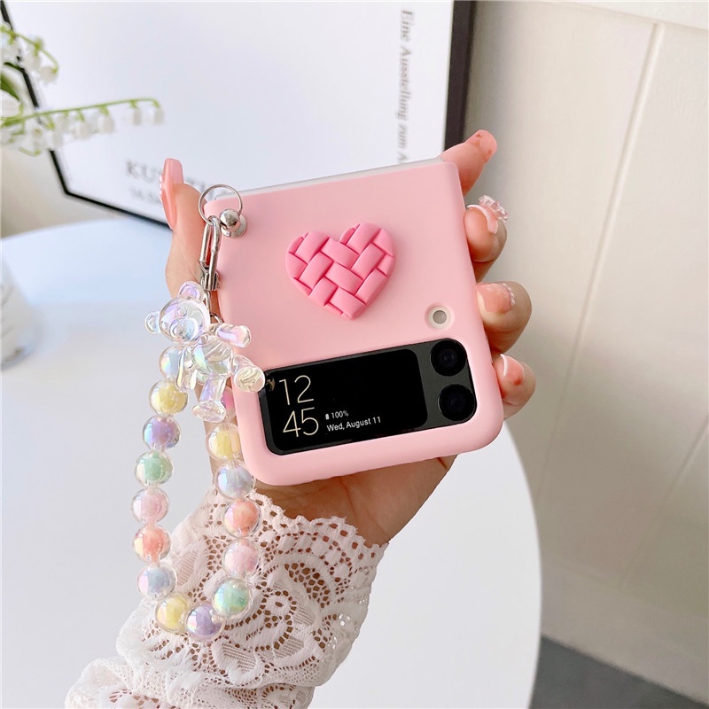 Bao Da Điện Thoại Hình Trái Tim 3d Nhiều Màu Sắc Cho samsung galaxy flip5 z flip 3 zflip4 zflip1 zflip2 Ốp