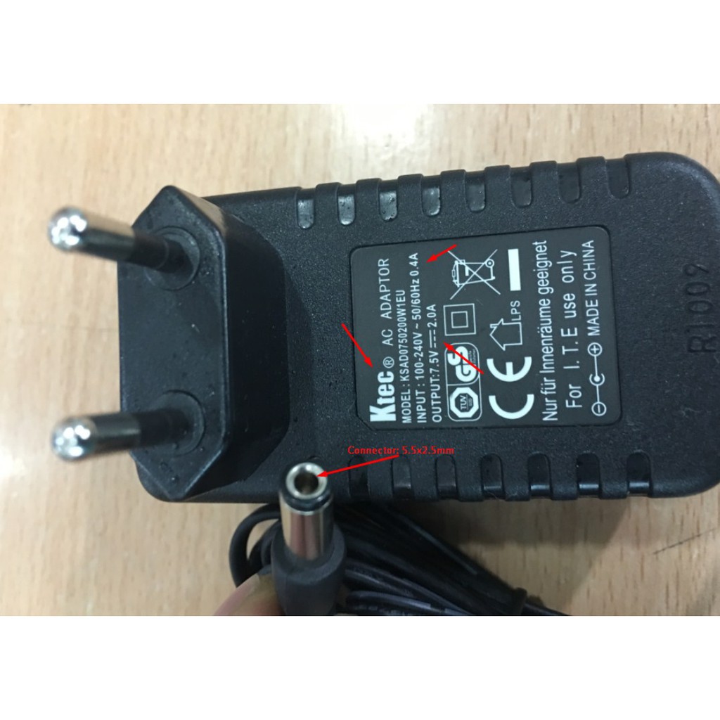 SIÊU RẺ_ Adapter nguồn Ktec 7.5V 2A giá rẻ