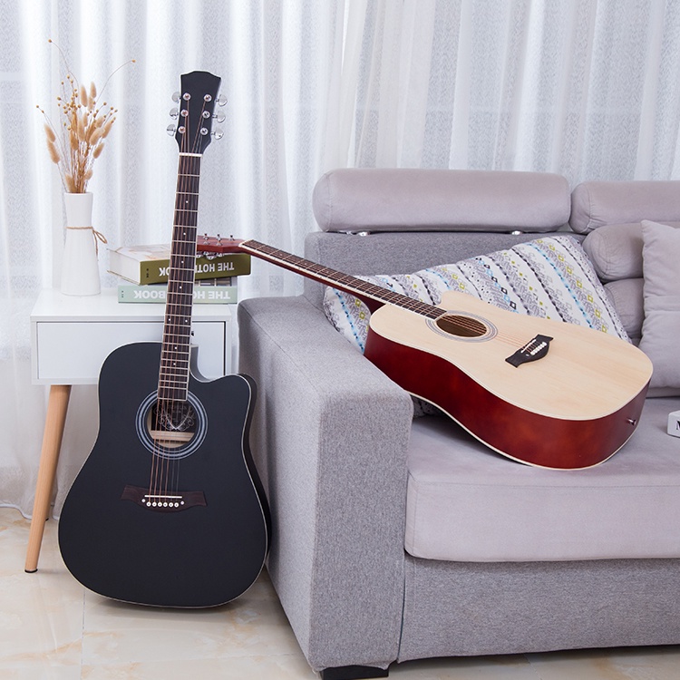 HM38C Đàn guitar acoustic dành cho người mới tập chơi，Tặng: miếng pick gảy đàn + Capo chỉnh âm + Túi