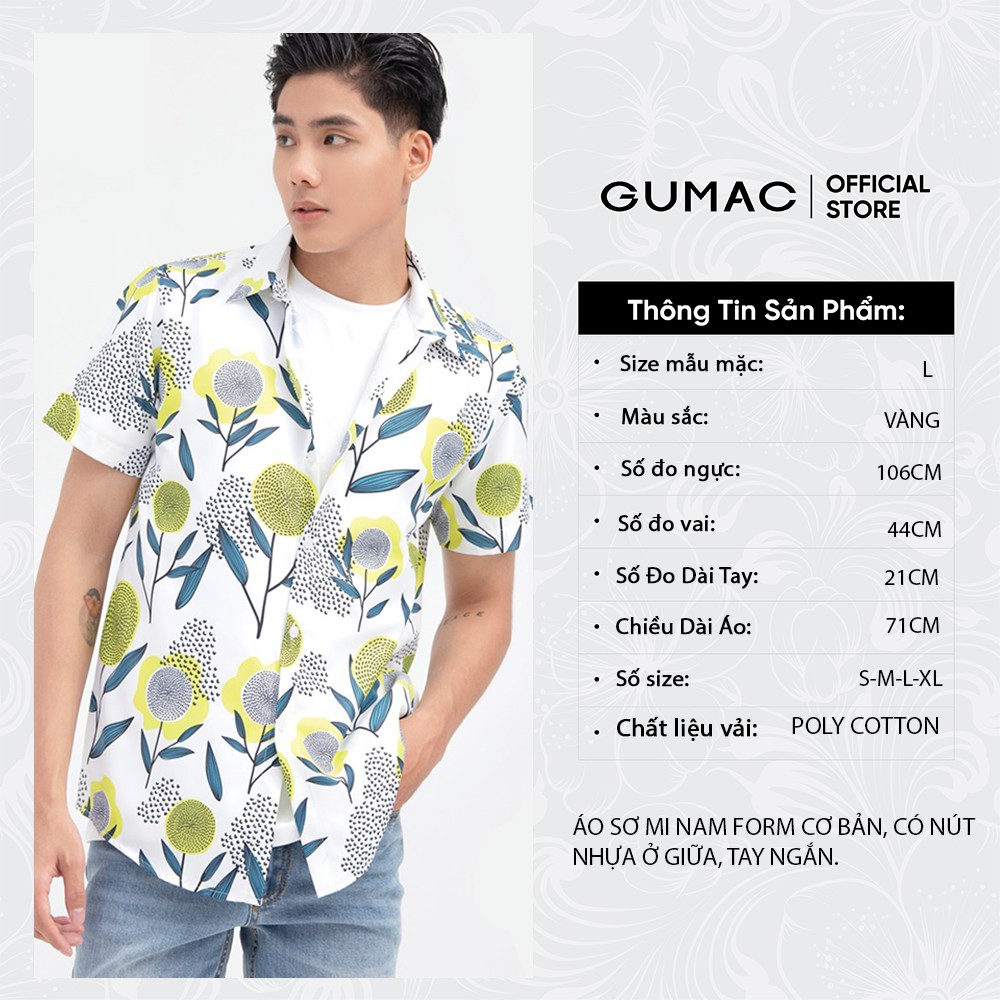 [Mã WABRG208 giảm 10% tối đa 50k đơn từ 250k] Áo sơ mi nam in hoa hình tròn GUMAC ANB6112 | BigBuy360 - bigbuy360.vn