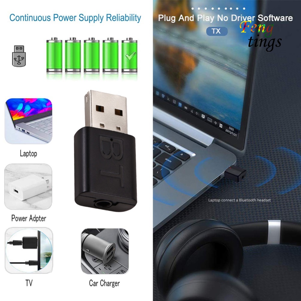 Usb Thu Phát Tín Hiệu Bluetooth 5.0 3.5mm Aux Cho Pc Tv