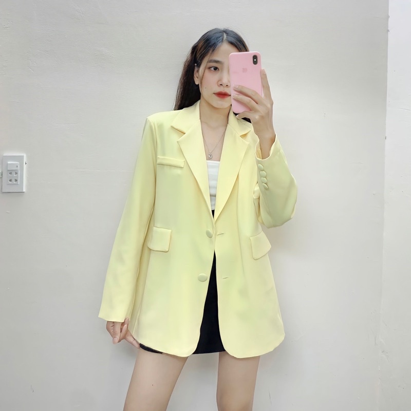 Áo khoác blazer dáng rộng 2 nút vải - phiên bản cao cấp