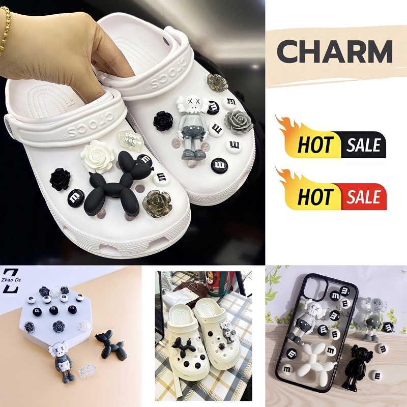 [Có sẵn] Bộ hình gắn dép lỗ Kaws dễ thương