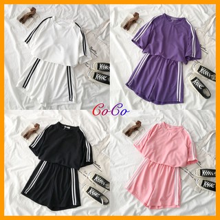 Set Đồ Thể Thao Phối Áo Thun Tay Ngắn Thời Trang Hè 2020 Cá Tính Cho Nữ