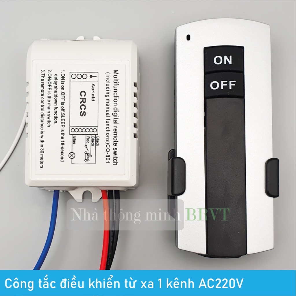 Bộ công tắc điều khiển từ xa 220V 1 kênh điều khiển đèn, quạt, thiết bị điện