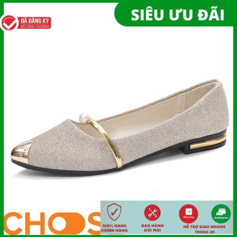 Giày Nữ Búp Bê Choose Gót Vuông Kim Tuyến Mũi Nhọn Thời Trang G1501 LH