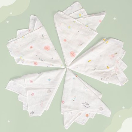 SET 6 Khăn sữa cho bé sơ sinh sợi tre Ualarogo lau mặt quàng cổ thấm sữa trớ mũi dãi 30x30 9988