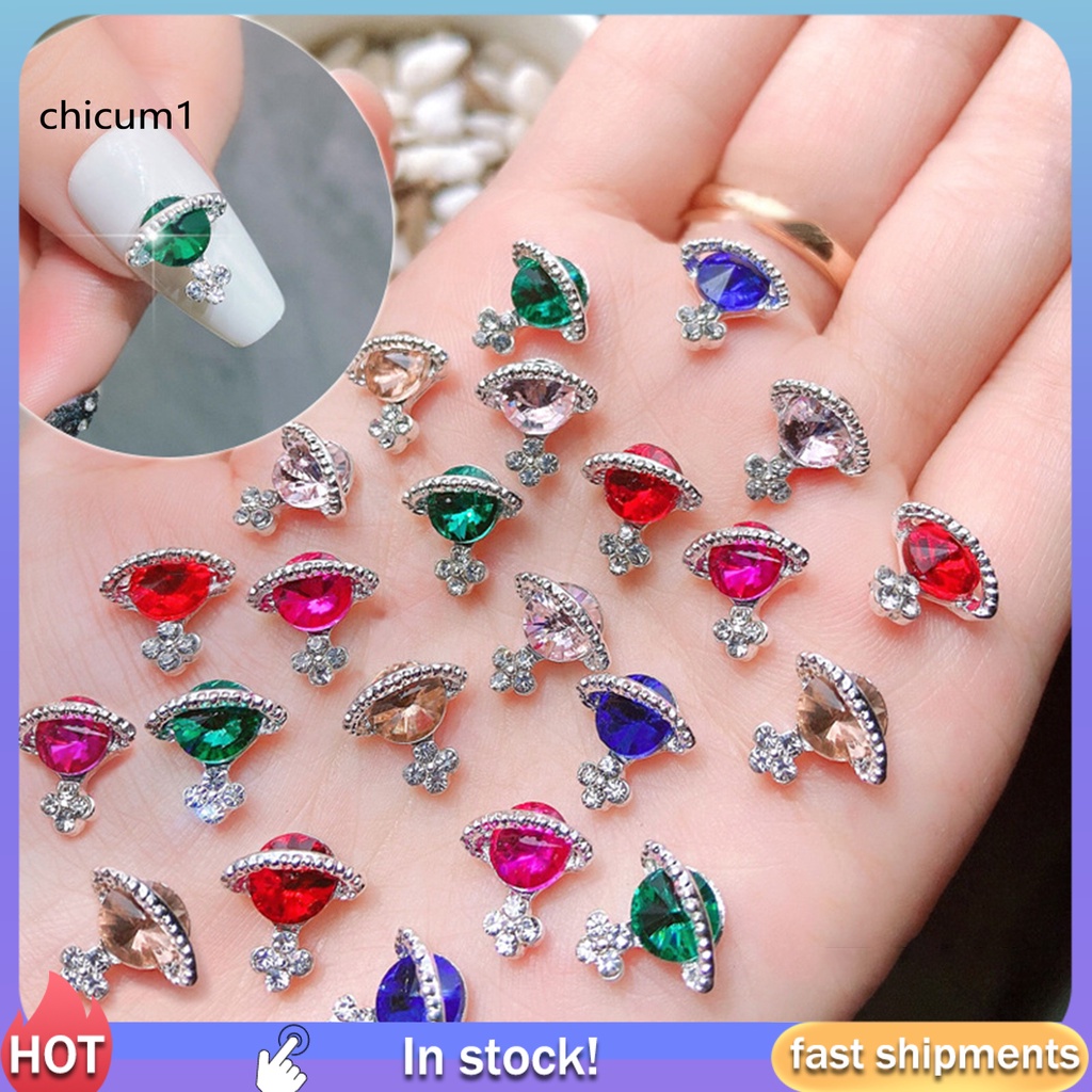 [Hàng mới về] Set 5 phụ kiện trang trí móng tay bằng hợp kim hình hành tinh 3D lấp lánh cho nữ