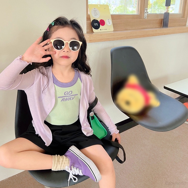 Áo Hai Dây Dệt Kim In Chữ Cái Thời Trang Mùa Hè Cho Bé Gái