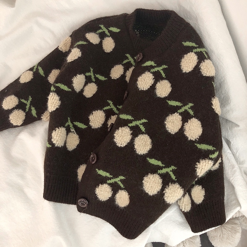 Áo khoác cardigan dệt kim tay dài thời trang mùa thu cho bé gái 1-5 tuổi