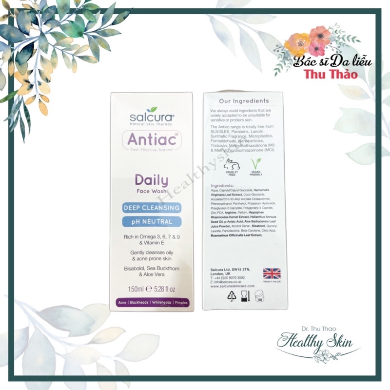 SỮA RỬA MẶT NGĂN NGỪA MỤN - Salcura Daily Antiac FACE WASH